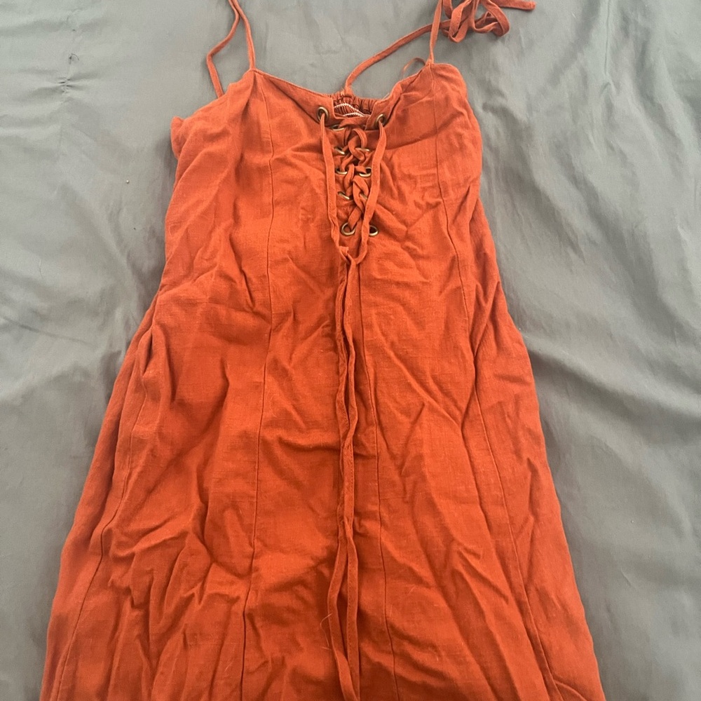 Skylar + Madison Rust Lace-Up Top